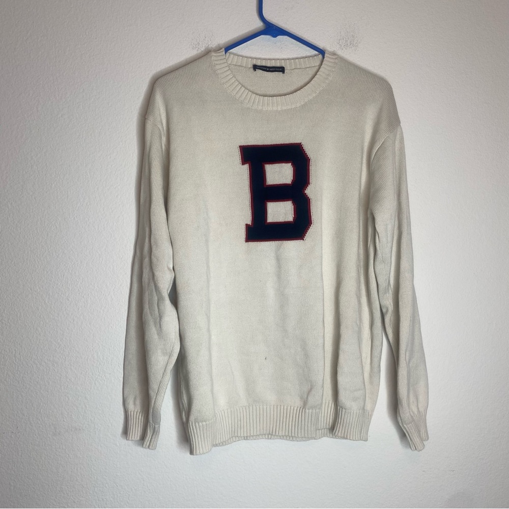 Brandy Melville B White Red Blue Oversized Sweater